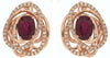 2.10CT DIAMOND & AAA RUBY 14KT ROSE GOLD 3D OVAL & ROUND LOVE KNOT STUD EARRINGS