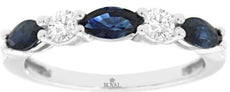 1.14CT DIAMOND & AAA SAPPHIRE 14K WHITE GOLD 3D 5 STONE WEDDING ANNIVERSARY RING
