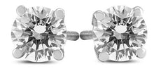 1.0CT DIAMOND 14KT WHITE GOLD 3D CLASSIC ROUND 4 PRONG SCREWBACK STUD EARRINGS
