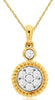 .19CT DIAMOND 14K YELLOW GOLD 3D CLUSTER FLOWER ROPE DESIGN FUN FLOATING PENDANT