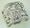 WIDE .44CT DIAMOND 14KT WHITE GOLD MULTI FLOWER OPEN FILIGREE ANNIVERSARY RING