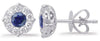 1.09CT DIAMOND & AAA SAPPHIRE 14KT WHITE GOLD 3D FLOWER FILIGREE STUD EARRINGS