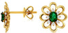 .47CT DIAMOND & AAA EMERALD 14KT YELLOW GOLD OVAL & ROUND FLOWER STUD EARRINGS