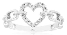 ESTATE .15CT DIAMOND 14KT WHITE GOLD 3D CLASSIC OPEN HEART FUN LOVE RING