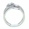 LARGE .67CT DIAMOND 18K WHITE GOLD ROUND & BAGUETTE CLUSTER OVAL DOUBLE FUN RING