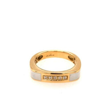 ESTATE .05CT DIAMOND & WHITE ENAMEL 18KT YELLOW GOLD 3D CLASSIC 5 STONE FUN RING