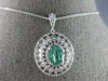 ANTIQUE LARGE 2.10CT DIAMOND & EMERALD 14KT WHITE GOLD 3D OVAL & ROUND PENDANT