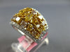 LARGE 4.63CT WHITE & INTENSE MULTI COLOR DIAMOND 18KT 2 TONE GOLD CLUSTER RING