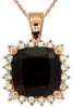 LARGE 4.95CT DIAMOND & AAA RHODOLITE 14K ROSE GOLD CUSHION HALO FLOATING PENDANT