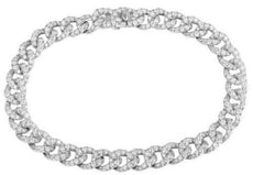 3.70CT DIAMOND 14KT WHITE GOLD 3D CLASSIC CUBAN ETERNITY UNISEX TENNIS BRACELET