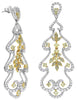 LARGE 5.09CT WHITE & FANCY YELLOW DIAMOND 18K 2 TONE GOLD 3D CHANDELIER EARRINGS