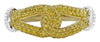 ESTATE .76CT WHITE & FANCY YELLOW DIAMOND 18KT 2 TONE GOLD 3D LOVE KNOT FUN RING