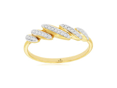 ESTATE .10CT DIAMOND 14KT YELLOW GOLD 3D MULTI BAR DIAGONAL FUN RING