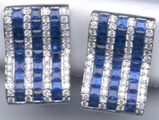 LARGE 3.91CT DIAMOND & AAA SAPPHIRE 18KT WHITE GOLD 3D PRINCESS & ROUND EARRINGS