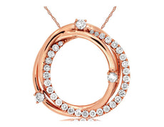 .70CT DIAMOND 14KT ROSE GOLD ROUND CIRCLE OF LIFE CRISS CROSS FLOATING PENDANT