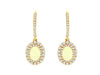 1.85CT DIAMOND & AAA OPAL 14KT YELLOW GOLD 3D OVAL DOUBLE HALO HANGING EARRINGS