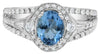 1.77CT DIAMOND & AAA AQUAMARINE 18K WHITE GOLD OVAL ROUND & BAGUETTE FLORAL RING