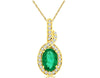 .82CT DIAMOND & AAA EMERALD 14KT YELLOW GOLD OVAL & ROUND HALO FLOATING PENDANT