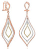 LARGE 2.03CT DIAMOND 14KT TRI COLOR GOLD 3D TRIPLE TEAR DROP HANGING EARRINGS
