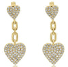 ESTATE .76CT DIAMOND 14KT YELLOW GOLD CLASSIC DOUBLE HEART PAVE HANGING EARRINGS