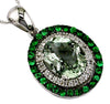3.32CT DIAMOND & AAA GREEN GARNET & GREEN AMETHYST 14KT WHITE GOLD OVAL PENDANT