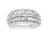 WIDE 1.0CT DIAMOND 14K WHITE GOLD 3D ROUND & BAGUETTE MULTI ROW ANNIVERSARY RING