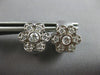 ESTATE WIDE .52CT 14K WHITE GOLD FLOWER MATTE & SHINY HUGGIE FUN EARRINGS #27737