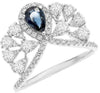 1.54CT DIAMOND & AAA SAPPHIRE 14KT WHITE GOLD 3D PEAR SHAPE SNOWFLAKE FUN RING