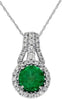 .80CT DIAMOND & AAA EMERALD 14K WHITE GOLD ROUND HALO TEAR DROP FLOATING PENDANT