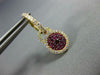 1.40CT DIAMOND & AAA RUBY 18KT YELLOW GOLD CLUSTER FLOWER HALO HANGING EARRINGS