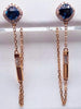 1.89CT DIAMOND & AAA LONDON BLUE TOPAZ 18K ROSE GOLD 3D SQUARE HANGING EARRINGS