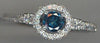 .96CT WHITE & BLUE DIAMOND 18KT WHITE GOLD 3D ROUND HALO CLASSIC ENGAGEMENT RING
