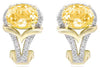 2.63CT DIAMOND & AAA CITRINE 14KT YELLOW GOLD OVAL & ROUND V SHAPE FUN EARRINGS