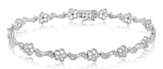 .22CT DIAMOND 14K WHITE GOLD MULTI FLOWER BY THE YARD MULTI WAVE TENNIS BRACELET