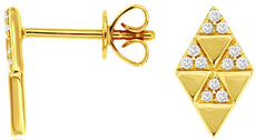 .09CT DIAMOND 14K YELLOW GOLD MULTI TRIANGULAR GEOMETRICAL STUD HANGING EARRINGS