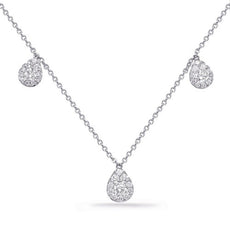 .67CT DIAMOND 14K WHITE GOLD PAVE TEAR DROP BY THE YARD CHANDELIER LOVE NECKLACE