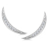 ESTATE .12CT DIAMOND 14KT WHITE GOLD CLASSIC ELONGATED MOON EAR CLIMBER EARRINGS