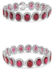 LARGE 28.09CT DIAMOND & AAA RUBY 18KT WHITE GOLD 3D OVAL & ROUND BANGLE BRACELET