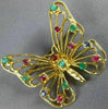 ESTATE LARGE 2.0CT AAA MULTI GEM 14K YELLOW GOLD 3D CLASSIC BUTTERFLY PIN BROOCH