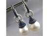 ESTATE LARGE 1.57CT DIAMOND & AAA SAPPHIRE & SOUTH SEA PEARL 18K WHITE GOLD 3D EARRINGS