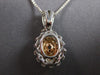 .50CT DIAMOND 18K WHITE & ROSE GOLD OVAL DOUBLE HALO SEMI MOUNT FLOATING PENDANT