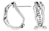 ESTATE .13CT DIAMOND 14K WHITE GOLD 3D MULTI ROW BAMBOO CLIP ON HANGING EARRINGS
