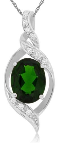 2.13CT DIAMOND & AAA RUSSALITE 14K WHITE GOLD OVAL & ROUND LOVE FLOATING PENDANT