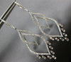 LARGE 1.2CT DIAMOND 14K WHITE GOLD ROUND & BAGUETTE DOUBLE LEAF HANGING EARRINGS