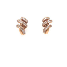 ESTATE 1.32CT DIAMOND 18KT ROSE GOLD 3D CLASSIC TRIPLE SWIRL HANGING EARRINGS