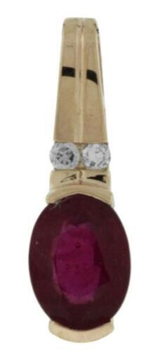 1.40CT DIAMOND & AAA RUBY 14K ROSE GOLD OVAL & ROUND SEMI BEZEL FLOATING PENDANT