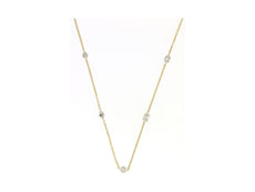 1.50CT DIAMOND 14K YELLOW GOLD ROUND & BAGUETTE MULTI SHAPE BY THE YARD NECKLACE