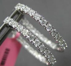 1.19CT DIAMOND 18KT WHITE GOLD 3D CLASSIC ROUND INSIDE OUT HOOP HANGING EARRINGS