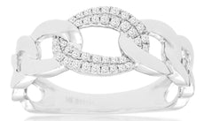 ESTATE .15CT DIAMOND 14KT WHITE GOLD 3D CLASSIC 2 ROW LOVE KNOT OVAL FUN RING