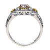 .52CT WHITE PINK & FANCY YELLOW DIAMOND 18KT TRI COLOR GOLD HALO ENGAGEMENT RING